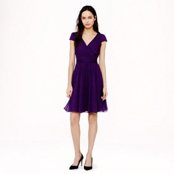 J. Crew Mirabelle Dress - Purple Silk Chiffon 8 - Picture 2 of 8